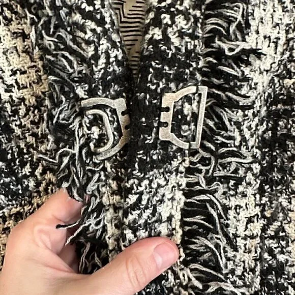 Carol Anderson VINTAGE tweed plaid fringe blazer jacket, women's size 10 - Picture 7 of 15